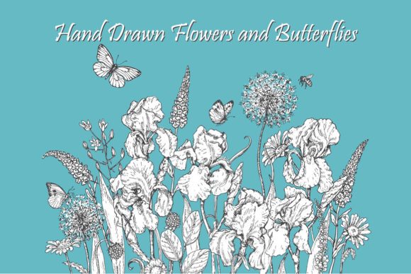 Download Hand Drawn Flowers and Butterflies. - Hand drawn flowers Collection