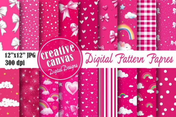 Download Hot Pink Coquette Digital Paper Bundle - Premium Resources