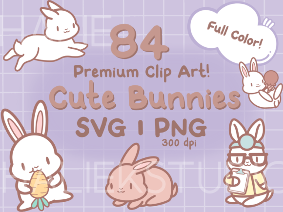 Download Cute Bunnies Color Clip Art PNGs SVGs - Premium Resources